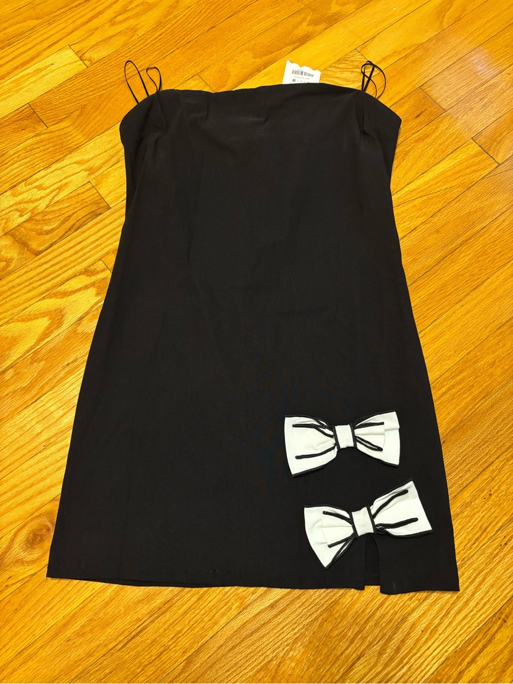 Zara Black Dress with White Bow Details